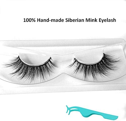 3D Mink Fur Hand-made Dramatic Thick Crisscross Siberian Mink False Eyelashes for Makeup Deluxe Black Fluffy Long Soft Reusable + Useful Lashes Clip (3D04)