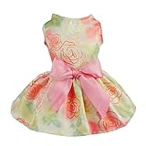 Fitwarm Elegant Rose Ribbon Pet Dress Sundress Shirts Vest Clothes - Pink - XX-small