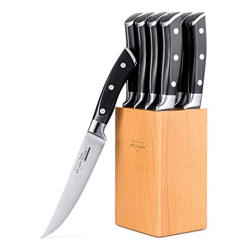 SKY LIGHT Steak Knife Set, 4.5 inch Non Serrated Steak Knife Set of 8