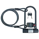 Ekcel Bike Locks - 14mm Heavy Duty Bike U Lock with U-Lock Shackle and 10mm x 1.2mm Cable with Mounting Bracket, Anti-Theft Bicycle Lock for Mountain Bike, Electric Bike, Road Bike, Folding Bike