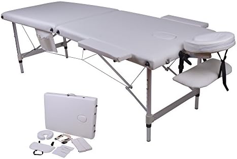 Professional Portable Folding Massage Table Spa with Carrying Bag and Additional Accessories (White-2)