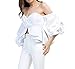 AOMEI Off Shoulder Sexy Ruffles Peplum Tops for Women Blouse Shirts Crop Top