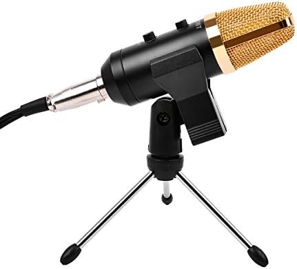 Begost Condenser Studio Recording Microphone Professional Dynamic Studio Broadcasting Microphone for Computer, PC Laptop with Stand,Black + Gold