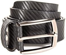 Quero Men's Leather Belt Formal Fibra Print,Large,Black