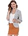 Allegra K Women's Striped 3/4 Sleeves Open Front Notched Lapel Blazer M Grey