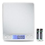 TekSky 500G/0.01G Digital Kitchen Scale - Tare & PCS Function, 6 Units, Back-Lit LCD, Pocket-Size, Battery Powered - Silver