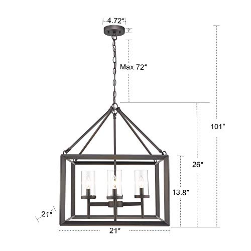 Emliviar 4Light Lantern Pendant Light, Dining Room Chandelier Cage