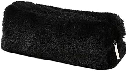Ammzzoo111 Pencil Pen Case Bag, Lovely Girl Plush Fuzzy Fluffy Pencil Case Makeup Pouch Coin Purse Storage Bag Black
