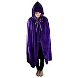 Samtree Christmas Halloween Costumes Cape for Kids,Velvet Hooded Cosplay Party Cloak (M(Length:31.5