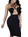 TOB Women's Sexy Bodycon Sleeveless Basic Criss Cross Lace Up Club Midi Dress Black