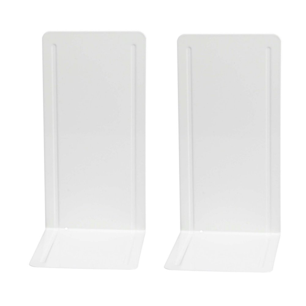 Wedo 1021200 Book Ends – Metal Design with Reinforced Grooved 14 x 12 x 24 cm (2 units per pack) White