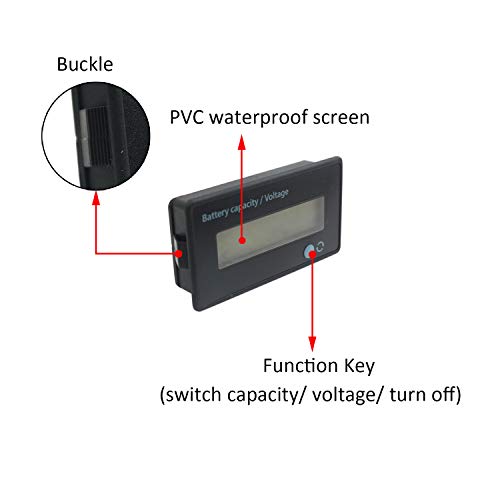 12V 24V 36V 48V Battery Meter, Battery Capacity Voltage Indicator, Lead-Acid&Lithium ion Battery Charge Discharge Monitor, for Motorcycle Car Truck Vehicle Marine Boat Golf Cart Club Car - Blue