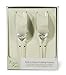 Darice Bride and Groom Champagne Glasses (2pc) – Elegant Twisted Stems - Painted with Words Bride or Groom and Double Heart Design –Perfect for The Wedding Toast – Glass Flutes are 8-1/4” High Each