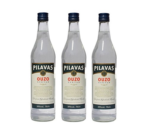 3x Ouzo Nektar Pilavas 40% Vol. 3 Flaschen a 700 ml Set Griechenland griechischer Anis Schnaps Trester Destillat + 2 Probier 