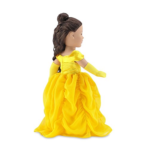 18 Inch Doll Clothes | Gorgeous Princess Belle-Inspired Ball Gown Outfit with Beaded Accents and Matching Elegant Gloves | Fits American Girl Dolls