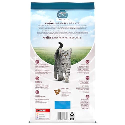 Purina ONE +Plus Senior Dry Cat Food, Chicken - 1.8 kg Bag