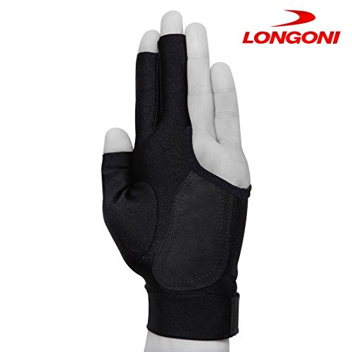 Longoni Black Fire Billiard Pool CUE Glove - for Left Hand - Black (Large) - Thumbnail 2