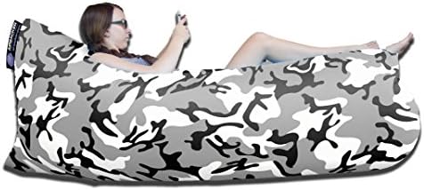 AIRSACKER Inflatable Hammock Lounger Pool Float Air Chair Lounger Sofa. Music Festivals Camping &amp; Picnics - Folding Air Bed | Compact Carry Bag - Fashionista Designs (Winter Camo)