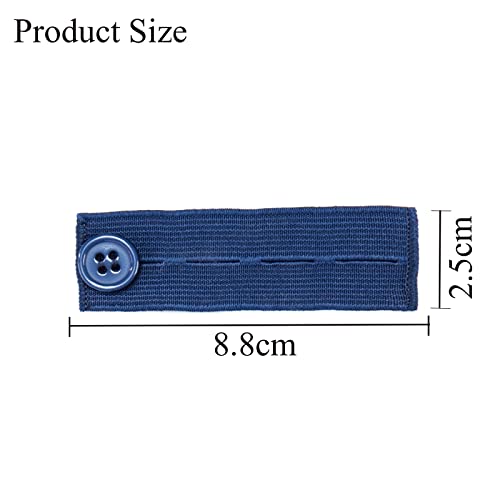 Elastic Button Extenders for Men and Women, Waist Extenders Adjustable for Pants, Trousers, Dress and Jeans, 6-Pack (Dark Blue)