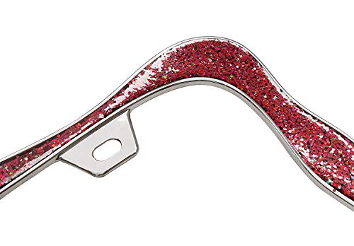 Creathome 3D Shining License Plate Frame, Chrome with Shining Red Chunky Gliter, Pure Zinc Alloy Metal