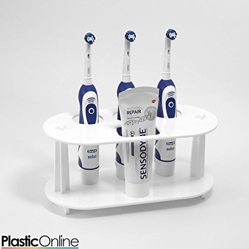 Plastic Online Ltd Electric Toothbrush Holder Toothpaste Holder For 3x Toothbrush Stand (White)