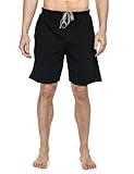 Noble Mount Mens Premium Knit Lounge/Sleep Shorts - Black - X-Large