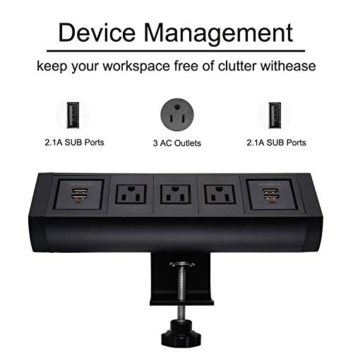 Desktop Power Strip, Desk Edge Power Outlets with USB, Voltage 100-240V 50-60Hz, DC 5V 2.1A for Smart Phone, Computer, Electrical appliances - Thumbnail 2