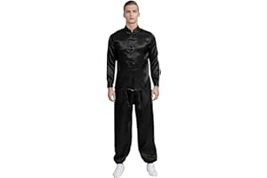 KKmeter Mens Martial Arts Suit Chinese Traditional Tang Suit Long Sleeve Yoga Top with pants Clothes Outfit
