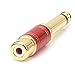 MOBOREST 1/4 in to RCA Female Pure Copper Adapter, 6.35mm Mono TS Plug Male 1/4 inch to RCA Female Stereo Interconnect Audio Adapter, (Red-2Pack)