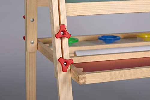 GEMEM Adjustable Wooden Easel Board Double Sided Children Art Easels Chalkboard Magnetic Dry Erase Board with Paper Roll and Accessories for Kids Toddlers Painting and Drawing