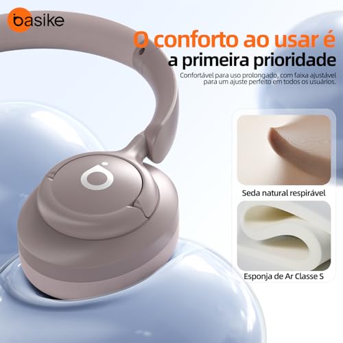 Basike Fone de Ouvido Bluetooth, ANC Cancelamento de Ruído Ativo Headphone Bluetooth 5.4 Headset com Microfone, Certificação Hi-Res Audio, 30 horas reprodução, LE29 (Rosa)
