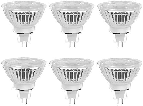 Ustellar MR16 LED Bulbs Classic Glass, 5W (50W Halogen Bulb Equivalent), 450lm, 6000K Daylight White, 40° Beam Angle Non-Dimmable, Spotlight GU5.3 LED Light Bulbs, Recessed Lighting, Downlight, 6 Pack