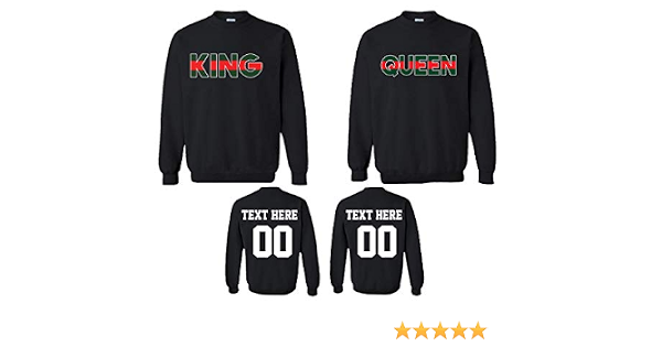 Amazon.com: King Queen - Sudadera con capucha para pareja, diseño de nombre  de texto personalizado, cuello redondo, camiseta, camiseta sin mangas : Ropa,  Zapatos y Joyería