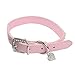 Leegoal Sparkly Crystal Heart Shape Pendant PU Leather Pet Collar for Dogs Cats (Pink,XS Size)