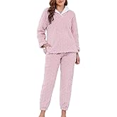 LYCY Fluffy Pajamas set for Women Fleece Pullover 2 Piece Pjs Set Soft Plush Sleepwear Winter Loungewear