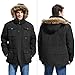 Yozai Mens Winter Parka Insulated Warm Jacket Military Coat Faux Fur with Pockets and Detachable Fur Hood 370 Black Medium