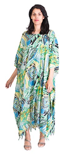 Sante Classics Womens Rayon Floral Caftan Fringe Dress Cover Up |  Desertcart Barbados