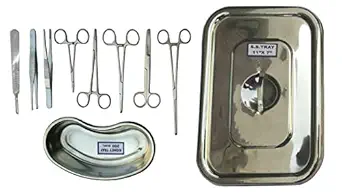 Vaishanav Professional Dressing Instrument Set (10 PCS) - Premium Stainless Steel Tools in Convenient Tray Packaging