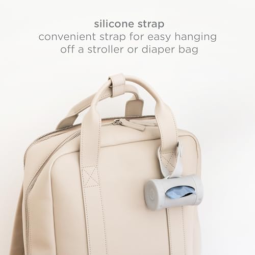 Ubbi Retractable On the Go Bag Dispenser for Travel, Diaper Bag Accessory Must Have for Newborn, Helpful Item, Baby Gift, Lavender Scented, Gray