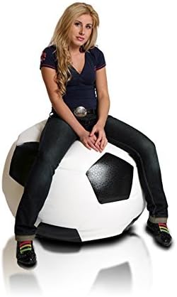 Turbo BeanBags Soccer Ball Style Bean Bag Chair, Large, White/Black by Turbo BeanBags