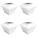 iGlow 4 Pack White Outdoor Garden 4 x 4 Solar LED Post Deck Cap Square Fence Light Landscape Lamp Lawn PVC Vinyl Plastic
