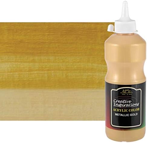 Creative Inspirations Acrylic Paint - Metallic Gold - 500 mL Bottle - Smooth & Creamy Consistency, Vibrant Pigmentation, Great Coverage for Artists - Clean Up with Soap & Water