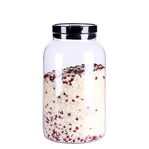 Large Glass Food Canisters, 93 FL OZ(2750ml) Airtight Glass Food Storage Containers with Lids, BPA-Free Cereal Dispenser Jars for Spaghetti Pasta, Powder, Spice, Tea, Coffee,Weed, Pet Food