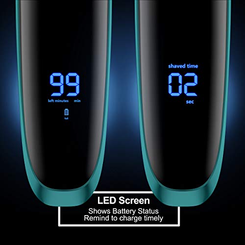 Rechargeable Electric shaver for men, with upgraded razor, LCD screen, pop-up trimmer, wet and dry use (Power adapter and travel case included)