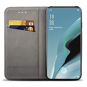 Moozy FO-MA-OP-RENO-2Z-BK, Cover per Oppo Reno2 Z, Nero - Custodia a Libro Flip Smart Magnetica con Appoggio e Porta… - immagine 3