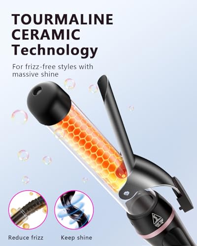 5 in 1 Curling Iron with Thermal Brush and Interchangeable Ceramic Barrels (0.35"-1.25") Set of Curling Iron with Plate, Instant Heating Dual Voltage Gifts for Women