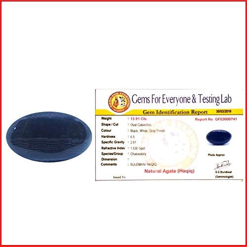 13.91 Carat Sulemani Hakik Stone Certified Balck Color Akik Gemstone Oval Shape for Unisex