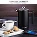 Finedine French Press Coffee Maker - (34-Oz) 18/8 Stainless Steel Double-Wall Insulated Retains Heat Longer - Triple-Screen Grounds Filter System, Sleek Matte Black, Extra Filter & Components Included