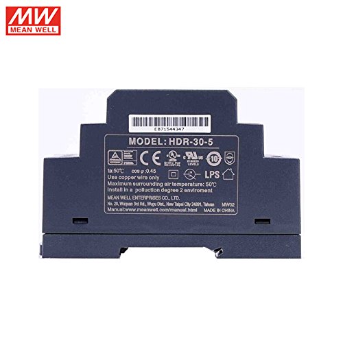 Original MEAN WELL HDR-30-5 15W 3A 5V DIN Rail Power Supply meanwell step shape mini slim size power source 5V DC adjustable 88-264VAC