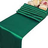 Hunter Green Satin Table Runners - 5 pcs Wedding Banquet Party Event Decoration Table Runners (Hunter Green, 5)